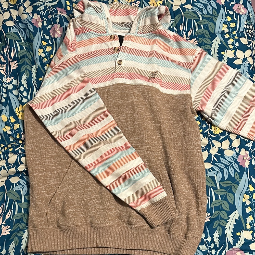 Hooey Hoodie with Multicolor Chevron Stripes